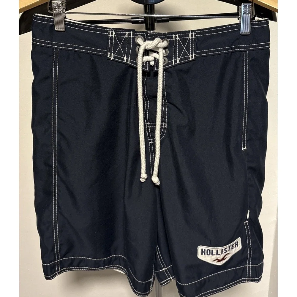 Hollister California Spell out Blue Lightweight Board Shorts Size Small S